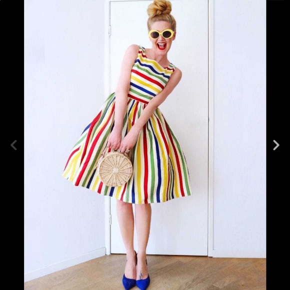 🌈Modcloth Collectif Rainbow Striped Dress 🍭 - Picture 6 of 8